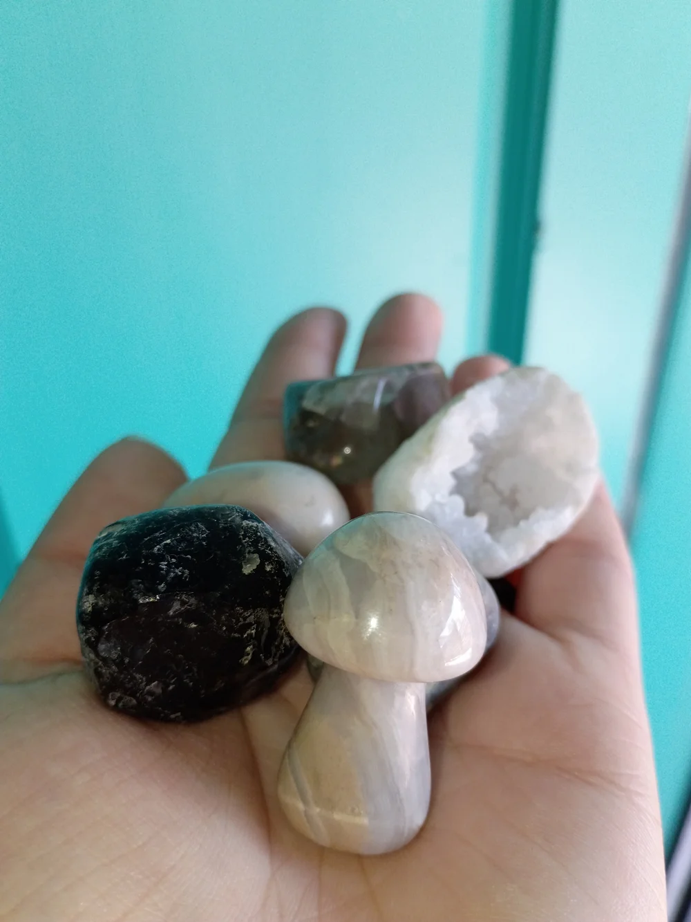 Scoop Of Polished Mixed Stone Decorative Accent - Natural Beige, Black & White